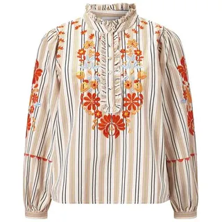 Rich & Royal Rüschenbluse Damen Bluse mit floraler Stickerei braun 36