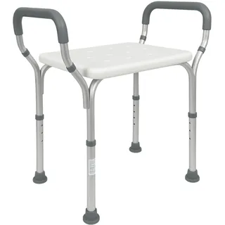 Mobiclinic Duschhocker Acueducto höhenverstellbar mit Armlehnen Aluminium weiß