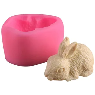Neckip Silikon Osterhase-Form, 3D-Osterhase-Form-Kuchen-Deko-Fondant aus Silikon, Rosa, Hase, 0.295 cups, Backform