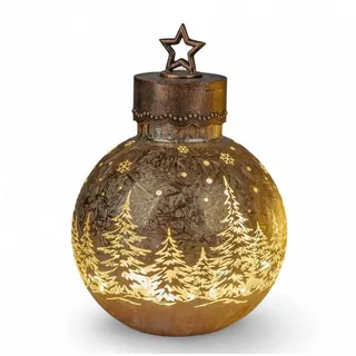 formano LED Dekolicht XL Glas-Kugel Frosty Gold 30cm Ice-Optik Timer 6h / 18 h Weihnachten, LED fest integriert goldfarben