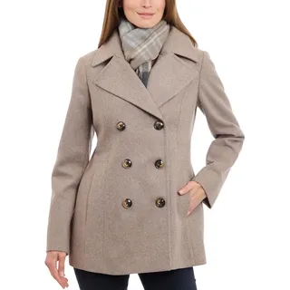 LONDON FOG Damen Double Breasted Peacoat with Scarf Erbsenmantel, Taupe Heather, M - M