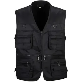 SSDDLZEQ Dünne Wanderweste for den Sommer im Freien, Angeln, Taktische Weste for den Außenbereich, mehrere Taschen, Funktionelle Angelweste in großer Größe(Black,4XL)
