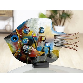 Dekofigur GILDE GLAS ART "Skulptur Fisch Fresh Flowers" Dekofiguren Gr. B/H/T: 61,5 cm x 39,5 cm x 7,5 cm, bunt Deko-Figur Tierfigur Figuren Skulpturen Dekofiguren bunt, Glas