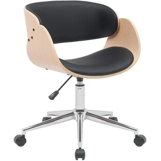Demeyere Calicosy Junon Bürostuhl, Höhe: 72 cm, PU-Beschichtung, Michigan Schwarz und Mattschwarz, für Büro, Schlafzimmer, 60 x 52 x 72 cm (L x B x H)