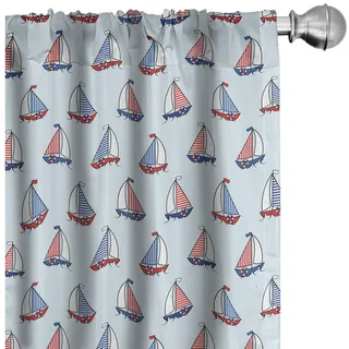 Abakuhaus Gardine Vorhang für Wohnzimmer Schlafzimmer Dekor, Microfaser, Marine Cartoon Segelboot Maritime blau 150 cm x 175 cm