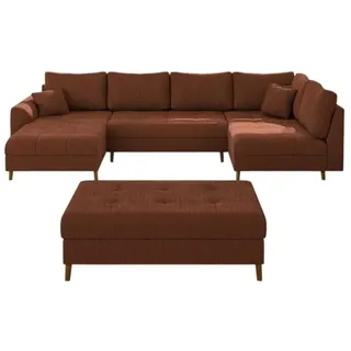 S-STYLE Wohnlandschaft mit Hocker  Maya , rot , Maße (cm): B: 310 H: 81