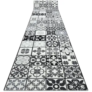 RugsX Azulejo Teppichläufer 67 x 460 cm Grau/Schwarz