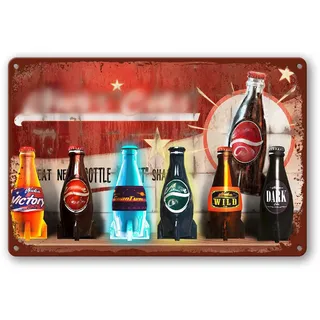 PANAGG Nuka Cola Poster Metallschild Vintage Blechschild Kunst Wohnaccessoires Vintage Metallschild Eisen Malerei Rusty Wanddekoration Poster für Bar Küche Garage Restaurant Kaffee Kunst 30.5x20.3 cm