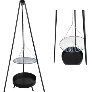 Gartengrill Dreibein Grill Schwenkgrill mit Rost- Ø 50cm Holzkohlegrill BBQ