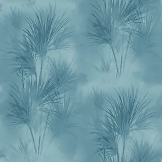 Bricoflor Blaue Tapete mit Palmen Tropische Vliestapete mit Farn Muster in Dunkelblau für Schlafzimmer und Wohnzimmer Vlies Palmentapete Modern