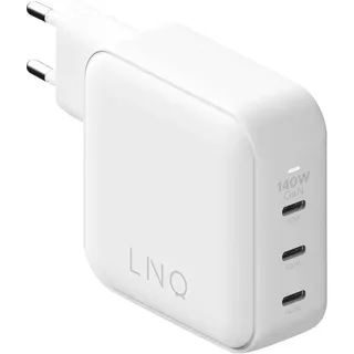 LinQ 140W GaN2 Wall Charger (140 W, 3 Ports), USB Ladegerät, Weiss