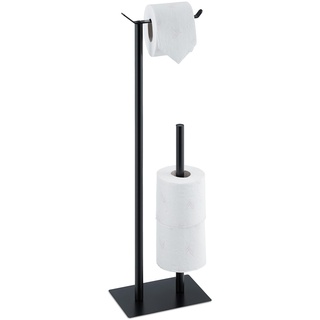 Relaxdays Toilettenpapierhalter stehend, Klorollenaufbewahrung fürs Badezimmer, HBT: 62 x 20 x 13,5 cm, Stahl, schwarz