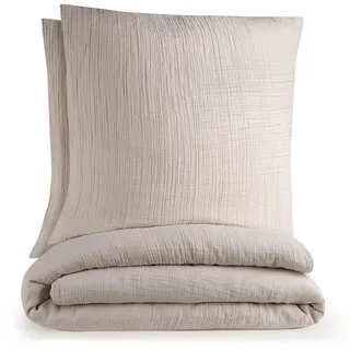 Blumtal Musselin Bettwäsche Grau 135 x 200 cm + 80 x 80 cm