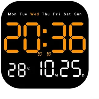 Große digitale Wanduhr mit Temperaturanzeige, Fernbedienungsfunktion für einfache Bedienung und Helligkeitseinstellung (红色)
