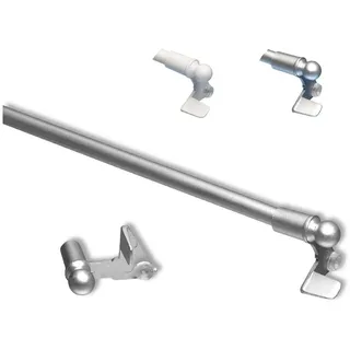Bestlivings Klemmstange Gardinenstange ausziehbar für Fensterbreiten ab 30cm bis 130cm, Silber - Chrom matt, 60-80 cm