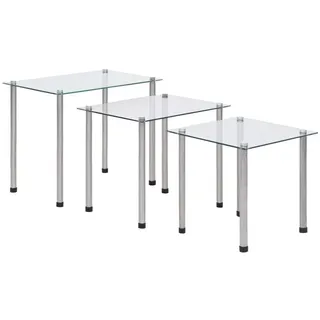 vidaXL Satztische 3-tlg. Transparent Hartglas
