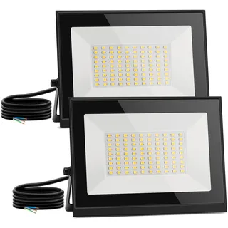 Aigostar LED Strahler außen 50W,4500 Lumen,2 Stück, Naturweiß 4000K Scheinwerfer IP65 Wasserdicht Außenstrahler für Hell Garten Garage Sportplatz Hof Fluter