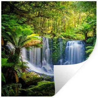 MuchoWow Wandsticker Dschungel - Wasserfall - Australien - Pflanzen - Natur (1 St), Wandaufkleber, Selbstklebend, Wohnzimmer, 80x80 cm bunt 80 cm x 80 cm x 0.1 cm