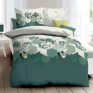 Kaeppel Mako-Satin Bettwäsche Tropicana grün 1 Bettbezug 155 x 220 cm + 1 Kissenbezug 80 x 80 cm