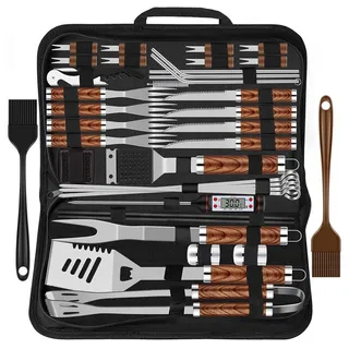 AFKSMILE Grillbesteck-Set 38 Stücke BBQ Grillbesteck Set Edelstahl Grillzubehör mit Grillkoffer, (38 tlg), Grillzange Grillspachtel und Grillmatte für Garten und Camping