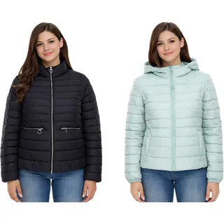 ONLY Damen Stepp-Jacke Übergangs-Jacke mit Stehkragen oder Kapuze Basic-Jacke Schwarz oder Hellblau - S
