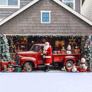 Weihnachts-Garagentor-Abdeckung, Dekoration, Feiertags-Garagentor-Banner, Weihnachtsmann, große Weihnachtsgaragenabdeckung, Frohe Weihnachten, Winter, Weihnachten, Garagen-Hintergründe, Tür-Wandbild