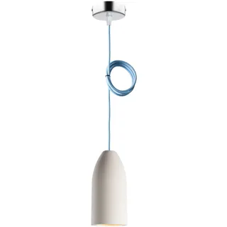 Buchenbusch urban design Deckenlampe hängend light edition 7,5 x 16 cm, Pendelleuchte 1 flammig, Lampe Esstisch mit Textilkabel Light Blau