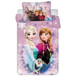 Jerry Fabrics Disney Frozen Baby Bettwäsche Eiskönigin Anna Elsa Kopfkissen Bettdecke 100 x135 cm