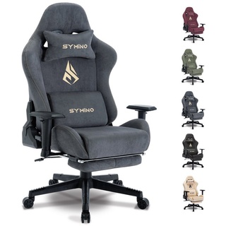 symino Gaming-Stuhl Drehstuhl, verstellbare Armlehnen und Rückenlehne, Memory Foam Kissen mit Fußstütze, Grau grau