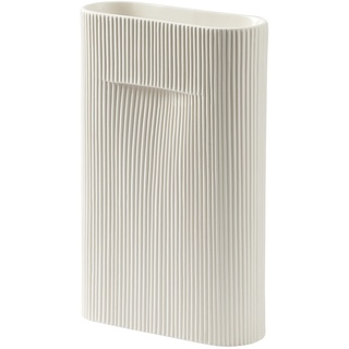 Ridge Vase, H 35 cm, off white