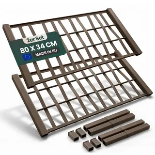 2 x Kreher® XL Rankgitter, Spalier mit Pflanzkasten aus robustem Kunststoff. In verschiedenen Größen und Farben. Top für Garten, Terrasse und Balkon! (Breite Spalierrückwand in Taupé)