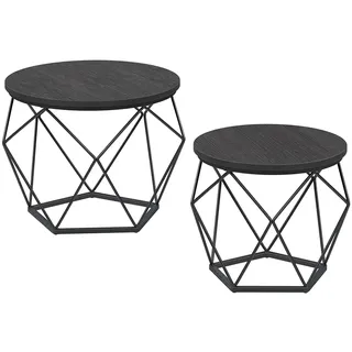 VASAGLE Couchtisch Rund 2er Set Schwarz