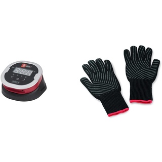 Weber 7221 iGrill 2 Bluetooth Grill-Thermometer, 3.2 x 10.8 x 5.0 cm & 6670 Premium Handschuhe, Größe L/XL, Grillhandschuhe, bis 260°C