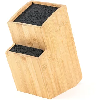 Hanseküche Messerblock - Messerhalter ohne Messer aus Holz Messerbrett (Bambus Braun, Quadratisch Schräg)