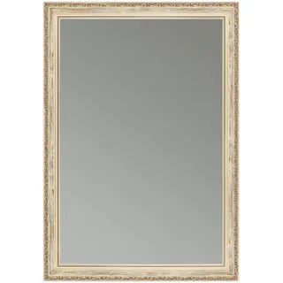CLAMARO 'ELSA' Antik Wandspiegel 50x80 cm mit Rahmen | Creme Weiß Gold | Shabby Chic Vintage Barock Spiegel mit Holzrahmen | Barockspiegel inkl. Metall Aufhänger und Montagematerial