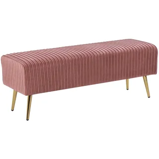 Beliani Bank Sitzhocker aus Samtstoff in Rosa Elegantes Design Paterson