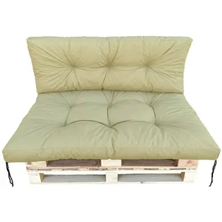 IN WOHO Palettenkissen Set Beige, 120x80 + 120x40 cm, Wasserabweisende Sitz- und Rückenkissen für Europaletten, Outdoor Auflage für Garten und Balkon