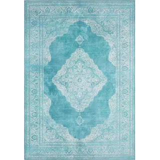 Teppich NOURISTAN "Carme" Teppiche Gr. B/L: 80 cm x 150 cm, 5 mm, 1 St., blau (aquamarin) Orientalische Muster Orientalisch, Orient, Vintage, Wohnzimmer, Schlafzimmer, Esszimmer