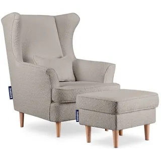 KONSIMO® Ohrensessel STRALIS Sessel, skandinavischer Stil, hergestellt in der EU, zeitloses Design beige