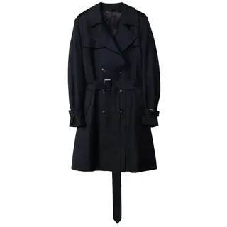GOBI Cashmere Wollmantel Doppelreihiger Kaschmir Trenchcoat schwarz M