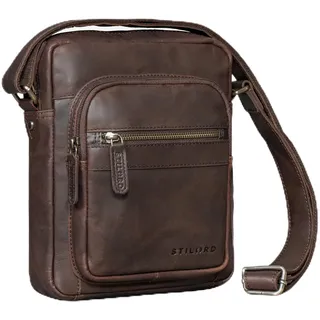 STILORD "Joao Vintage Umhängetasche Herren Klein Leder - Kleine Messenger Bag Herrentasche zum Umhängen mit vielen Fächern Echtleder Crossbody Bag für Tablet 10 Zoll Farbe:zamora - braun - S