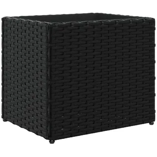 furnicato Hochbeet Pflanzkübel aus PE-Rattan mit pulverbeschichtetem Stahlgestell 36x30x schwarz