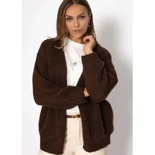 SASSYCLASSY Oversize Strickjacke Dunkelbraun L