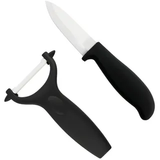bremermann Messer-Set Keramik-Küchenhelfer-Set, Sparschäler, Schälmesser, Gemüseschneider schwarz