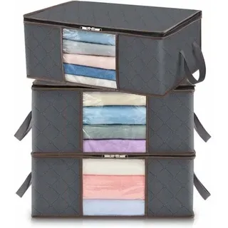 Pair 3er-set Kleideraufbewahrungsbeutel (35 L), Faltbare Aufbewahrungsbox Für Unter Das Bett, Aufbewahrungsbox Für Bettbezüge, Kleiderschrank-organizer, Grau