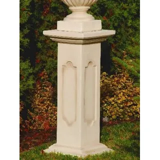 Casa Padrino Barock Säule Sandfarben / Beige 34 x 34 x H. 80 cm - Prunkvolle Gartensäule im Barockstil - Gartendeko Stein Säule - Barock Garten & Terrassen Deko Accessoires