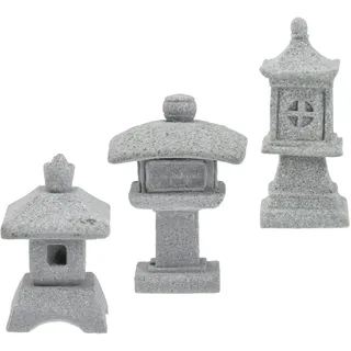 Cabilock 3 Stücke Mini Asiatische Pagode Statue Japanische Steinlaterne Zen Garten Steinfiguren Skulptur Gartenstatuen Feengarten Miniatur Ornament Dekoration für Micro Landschaft Deko