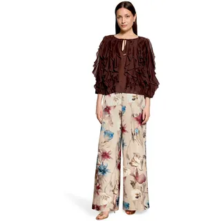 Vera Mont Marlene-Hose mit Blumenprint Beige/Dunkelrot 40