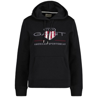 GANT Damen Sweatshirt - REGULAR ARCHIVE SHIELD HOODIE, Kapuzen-Pullover, Logo Schwarz L