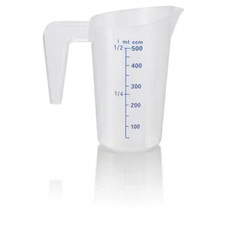 WAS Germany Messbecher, Ø 10 cm, 0,5 ltr., mit 50 ml Skalierung, Polypropylen